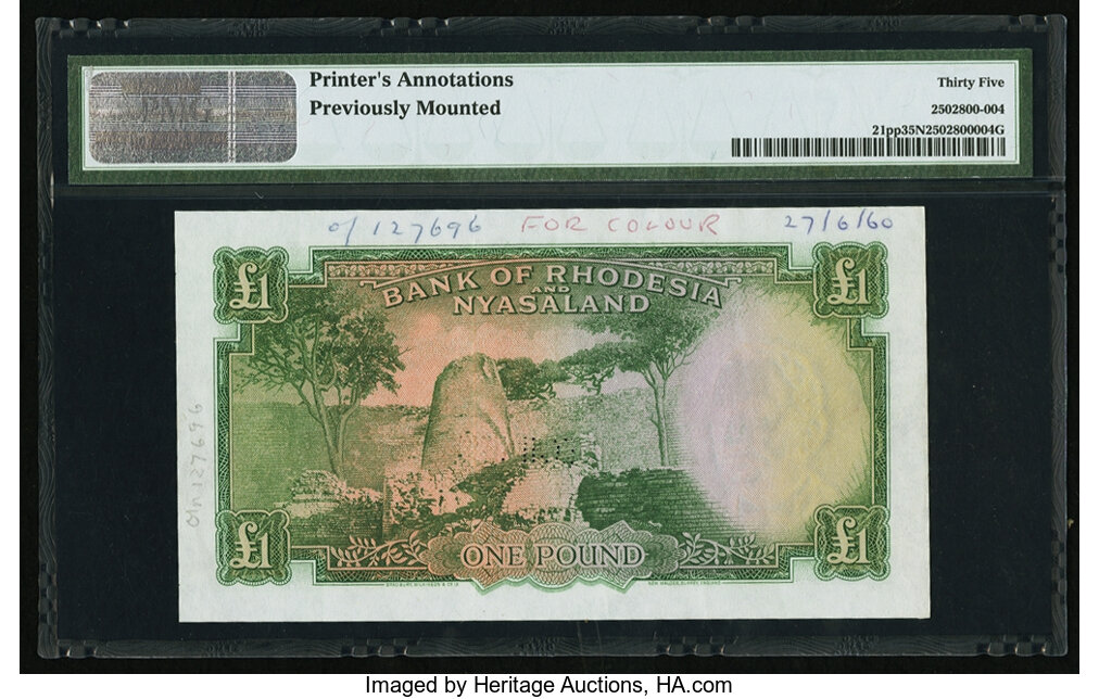 image for: Rhodesia and Nyasaland  1 pound(B102s)