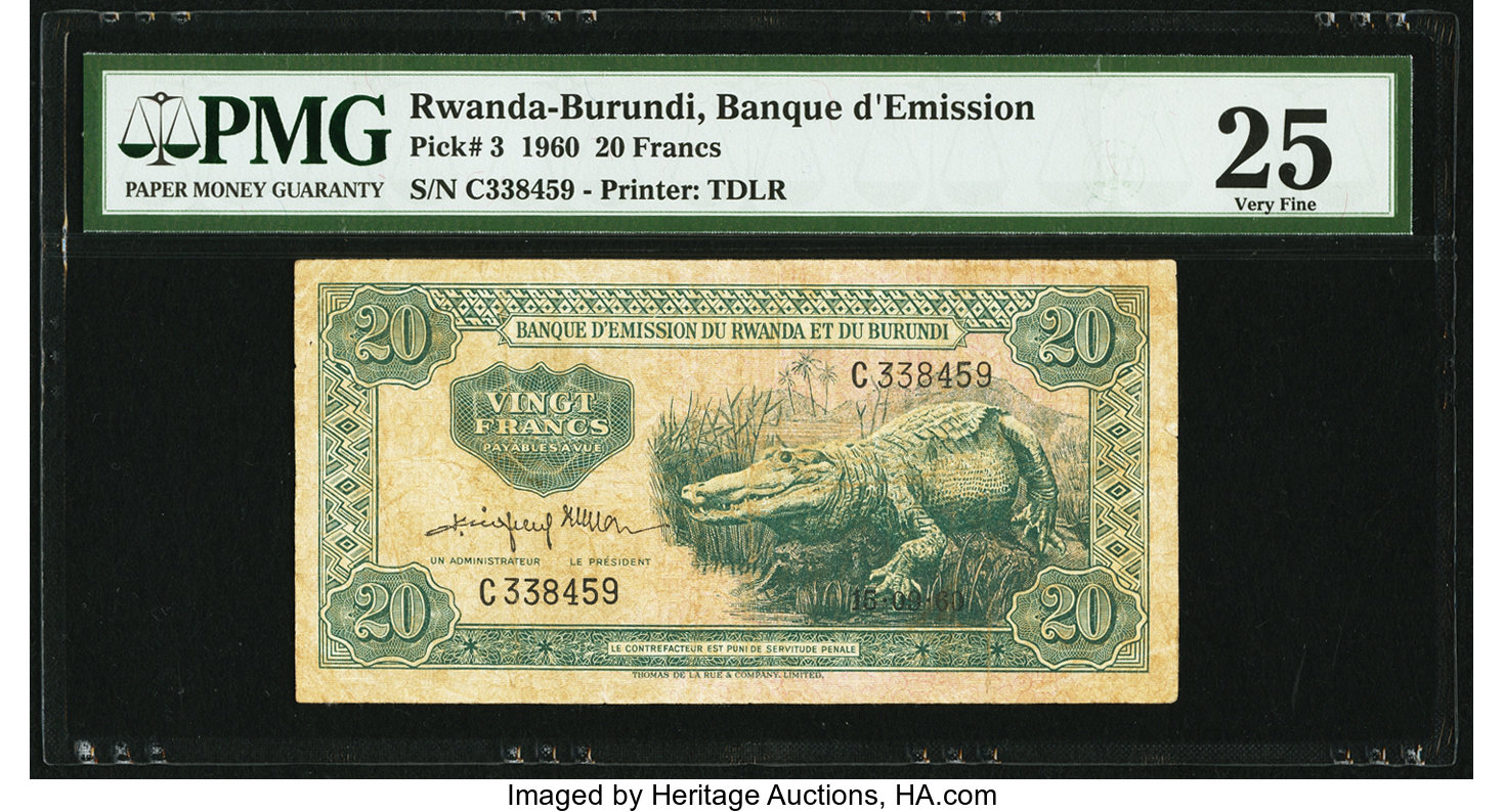 image for: Rwanda and Burundi  20 francs(B103b)