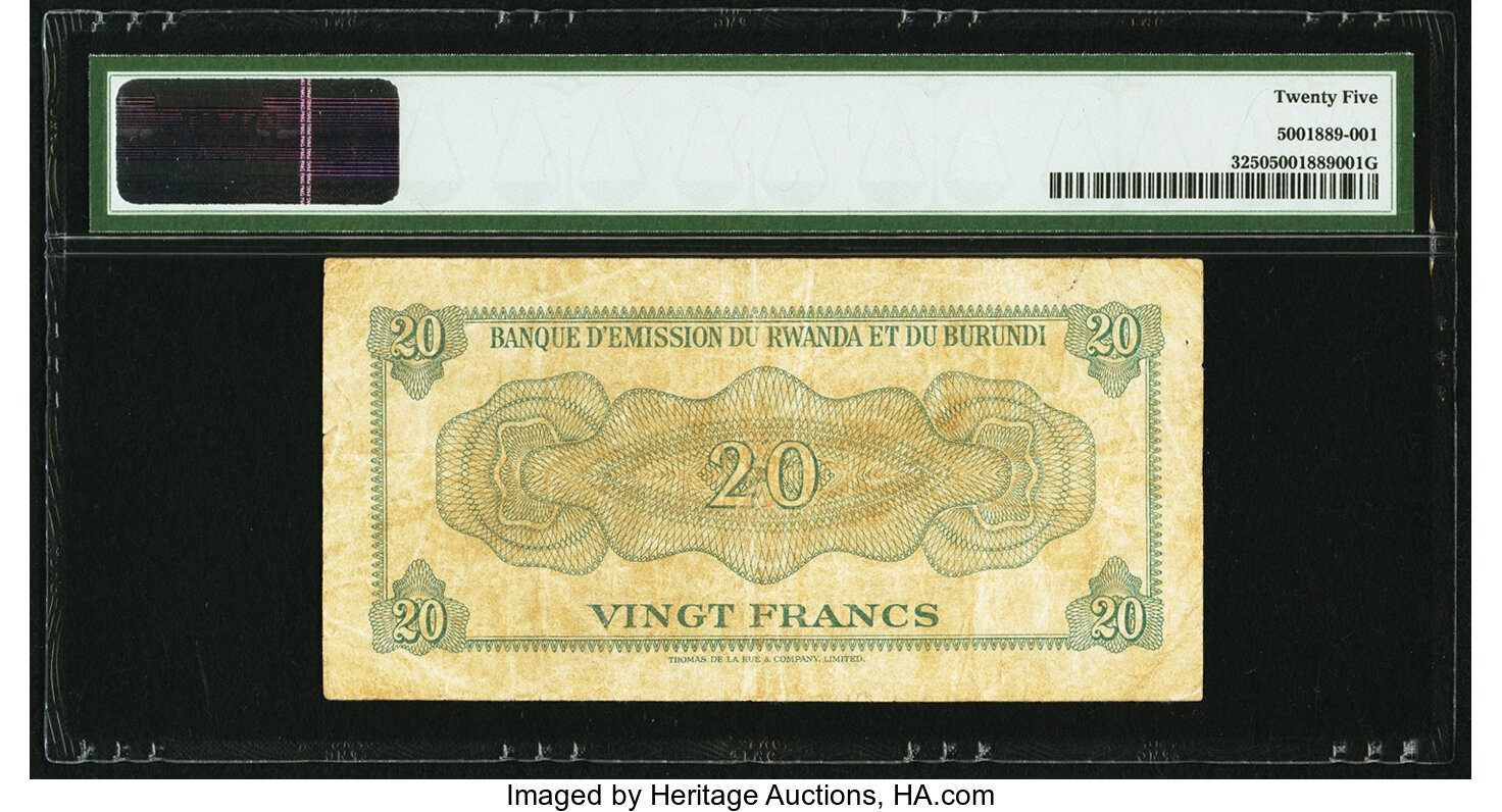 image for: Rwanda and Burundi  20 francs(B103b)