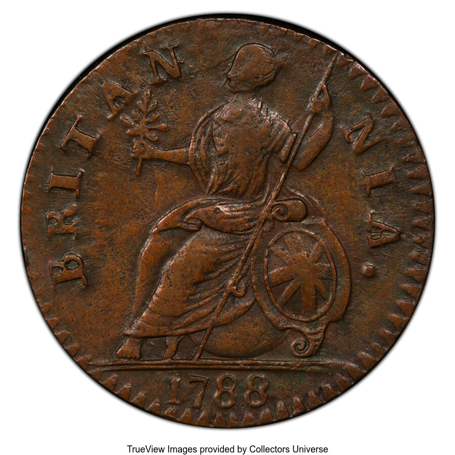 image for: '1788' 1/2 P Machin's Mills Halfpenny, Vlack 23-88A, W-8100, R.2, AU53 PCGS. PCGS Population: (1/1). NGC Census: (0/0).  ...