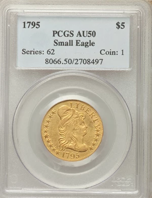 image for: 1795 $5 Small Eagle, BD-4, R.5, AU50 PCGS....
