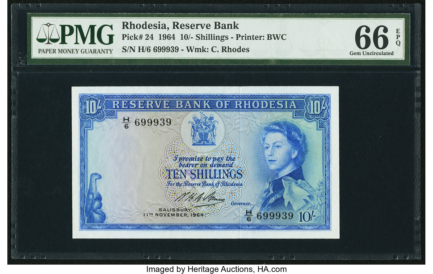 image for: Rhodesia  10 shillings(B101b)