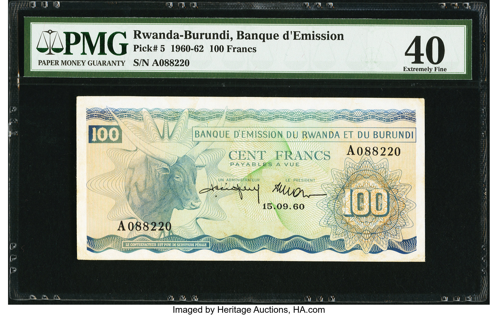 image for: Rwanda and Burundi  100 francs(B105b)