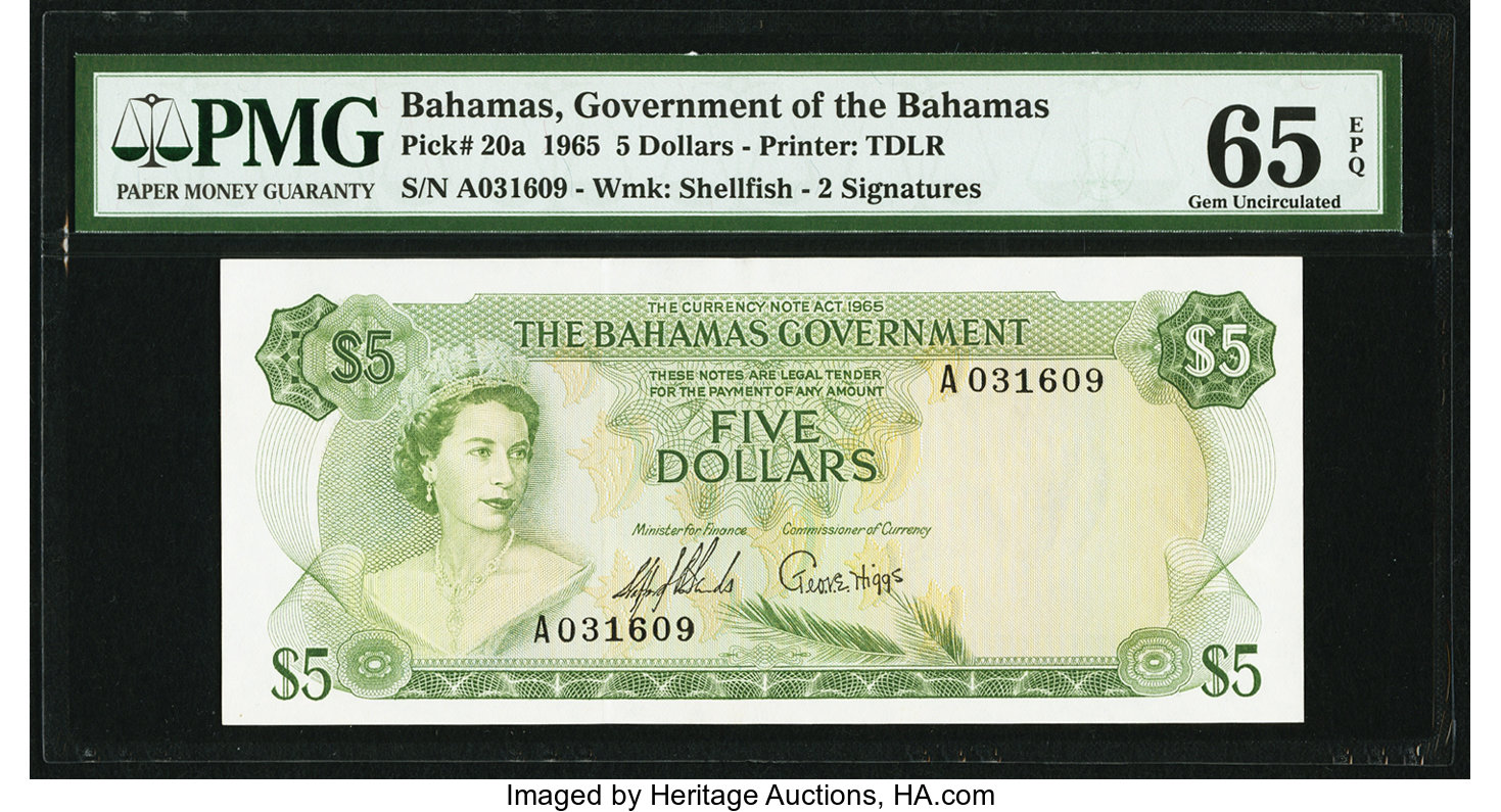 image for: Bahamas  5 dollars (B119as1)