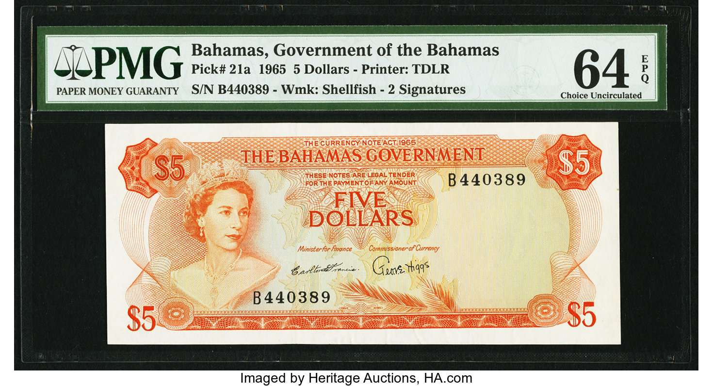 image for: Bahamas  5 dollars (B120bs)