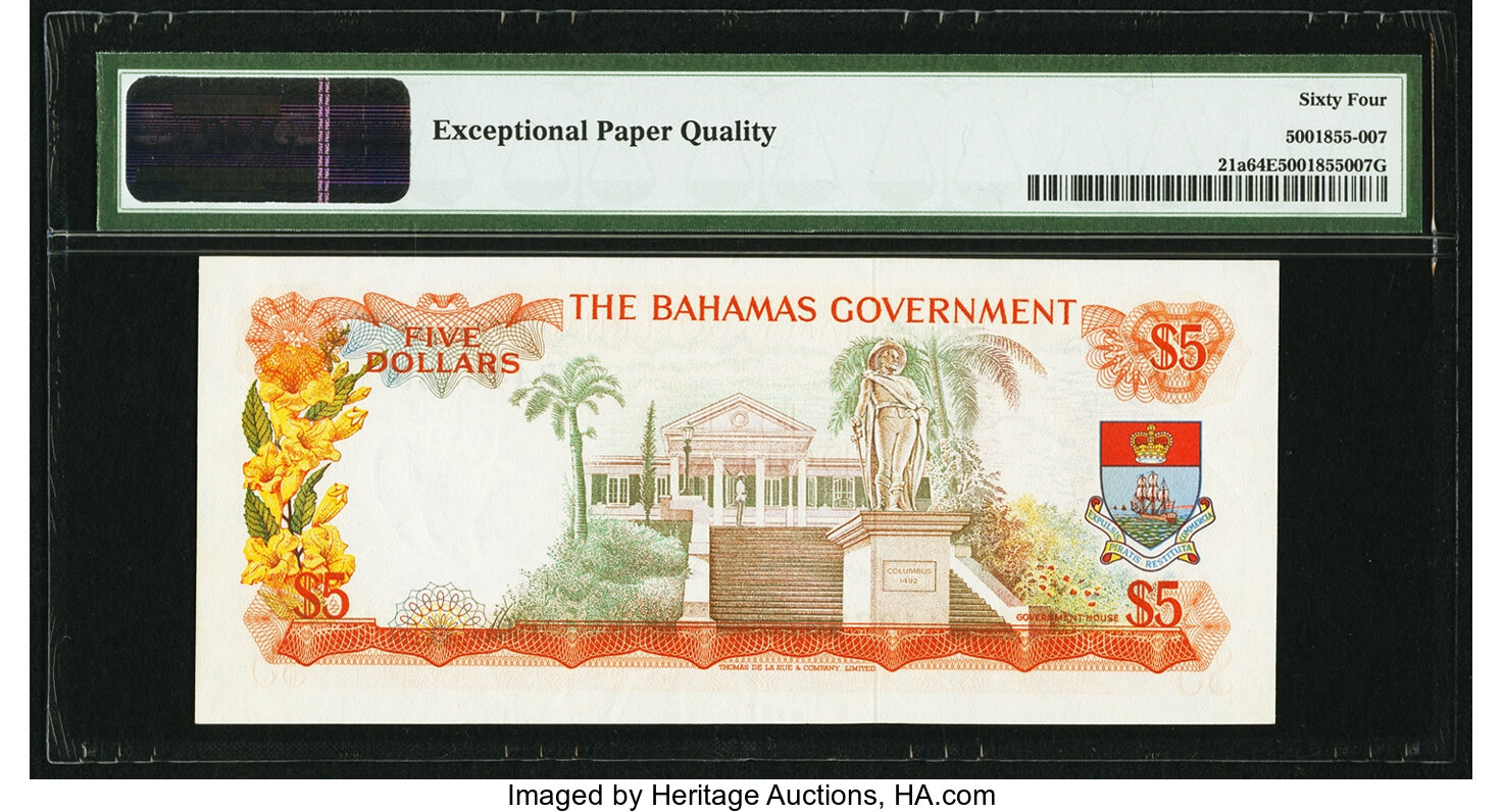 image for: Bahamas  5 dollars (B120as2)