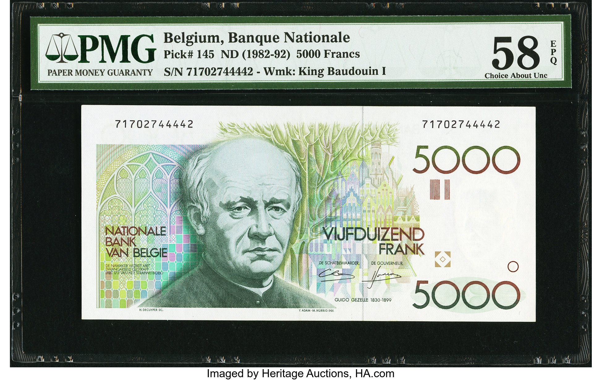 image for: Belgium  5,000 francs (B588a)