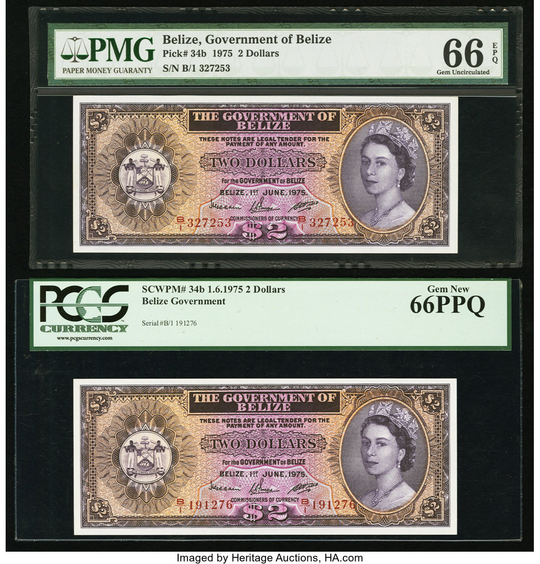 image for: Belize  2 dollars (B102a)