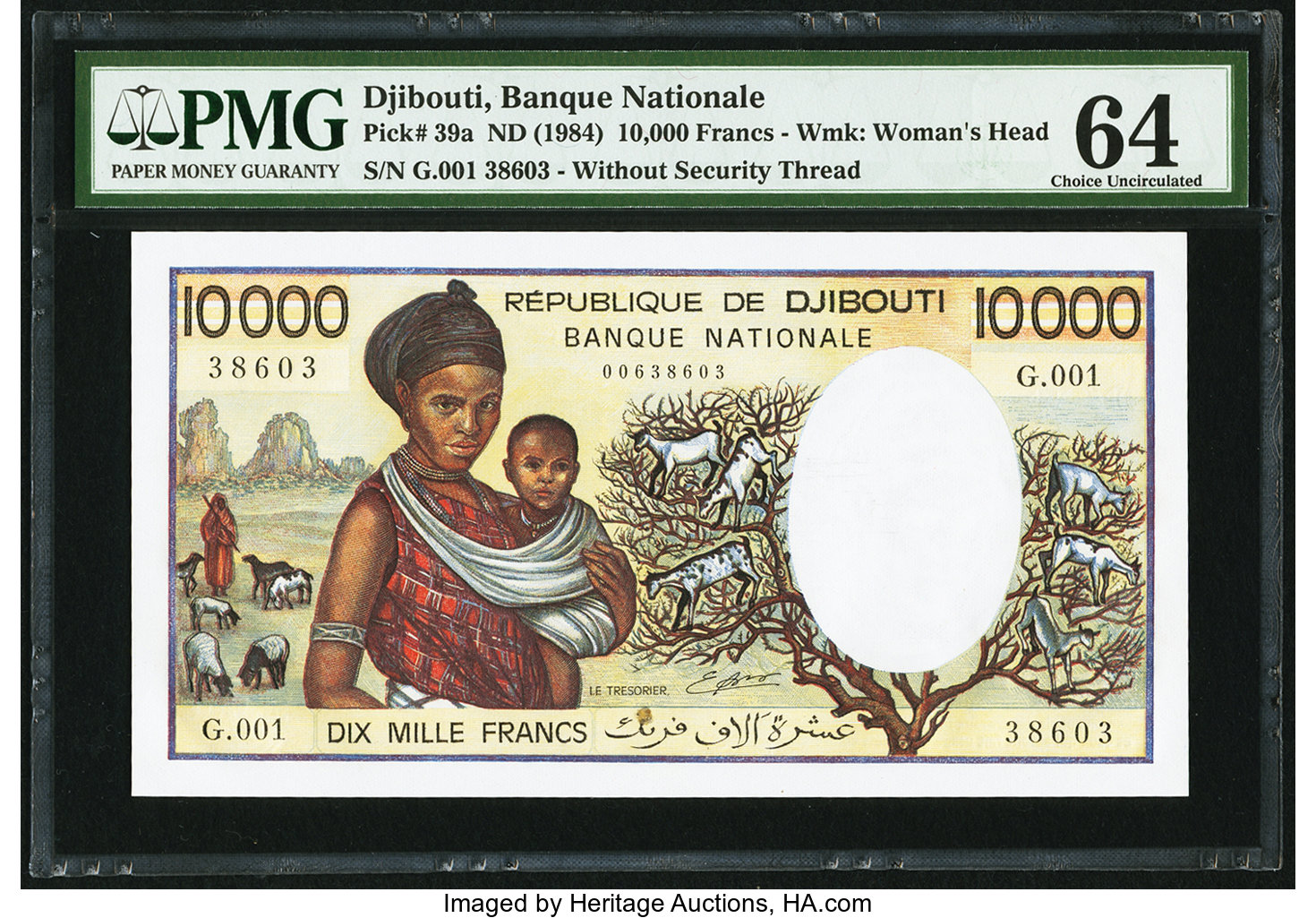 image for: Djibouti  10,000 francs (B104bp)