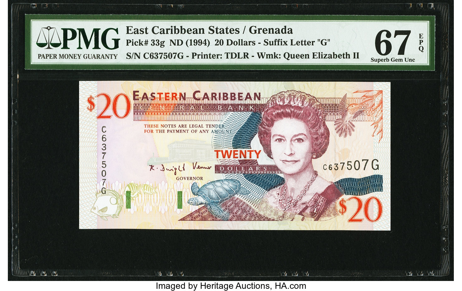 image for: East Caribbean States  20 dollars (B217d)