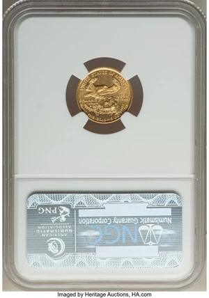 image for: 1994 $5 Tenth-Ounce Gold Eagle MS69 NGC. NGC Census: (2223/442). PCGS Population: (966/42). CDN: $187.49.Whsle. Bid for NGC...