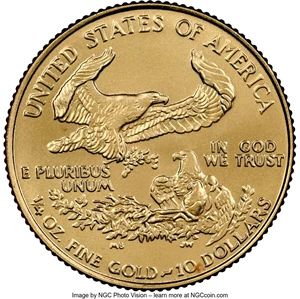 image for: 1992 $10 Quarter-Ounce Gold Eagle MS69 NGC. NGC Census: (2708/262). PCGS Population: (571/41). CDN: $1,395 Whsle. Bid for N...