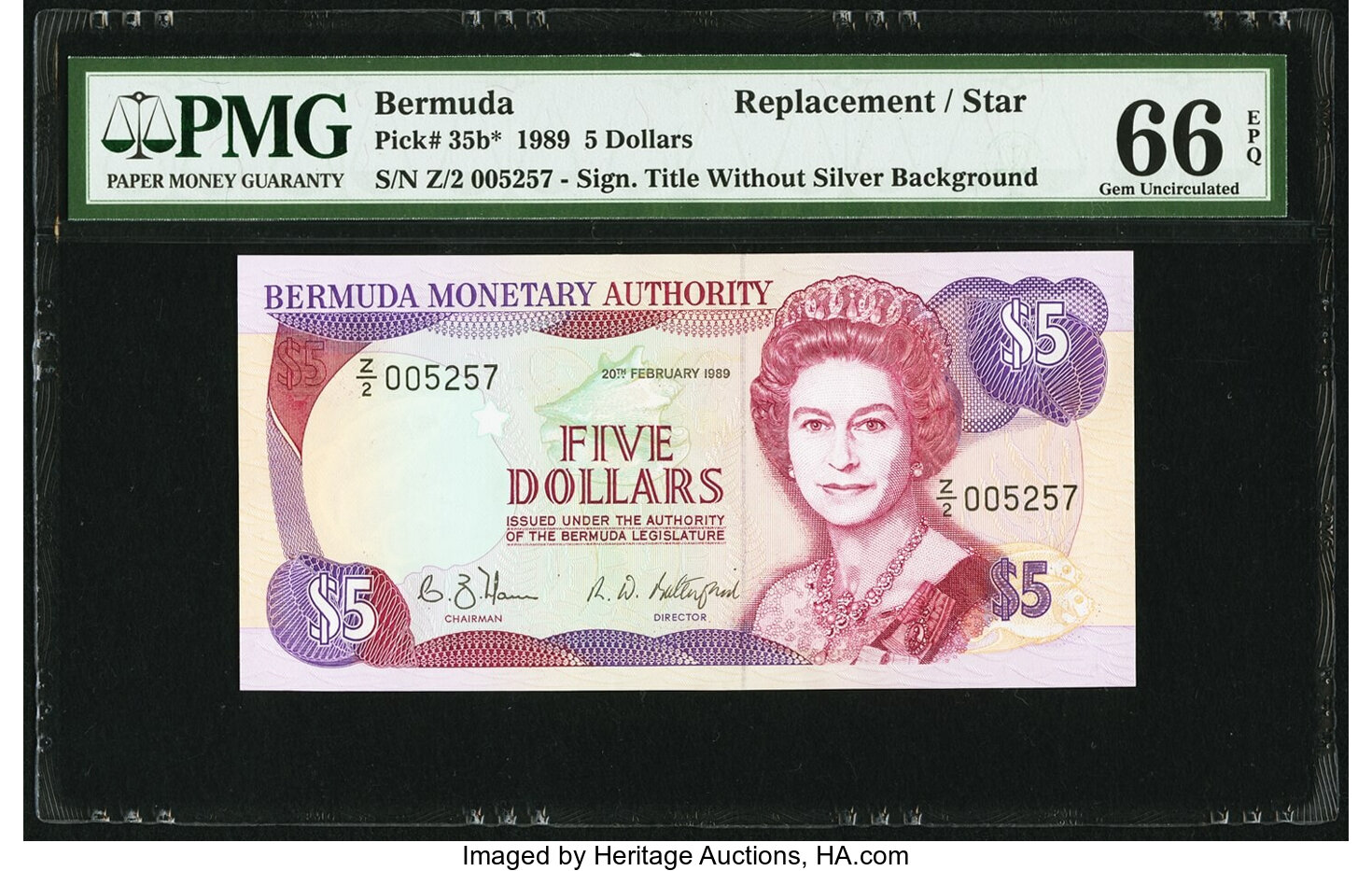 image for: Bermuda  5 dollars (B208a)
