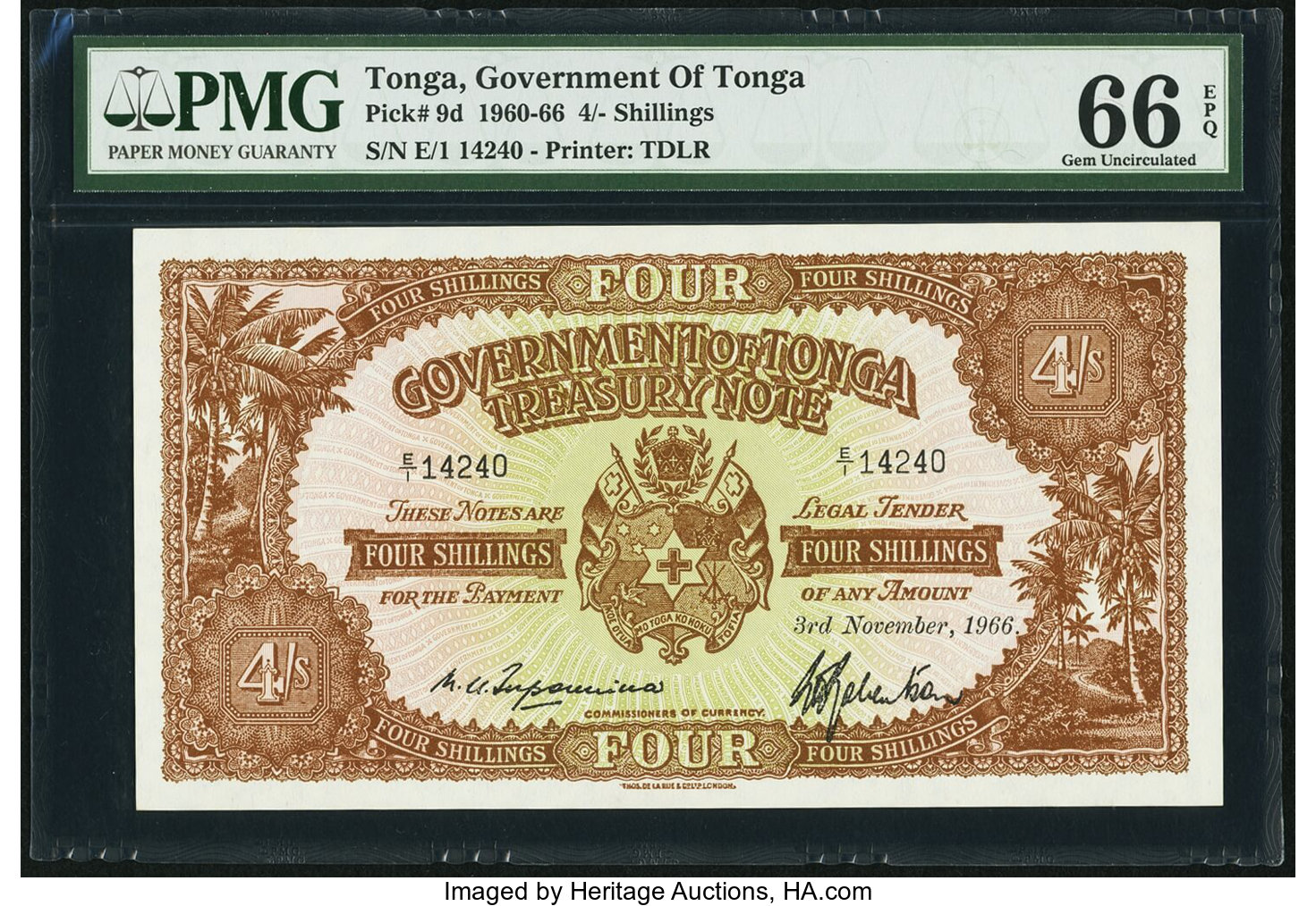image for: Tonga  4 shillings(B109q)
