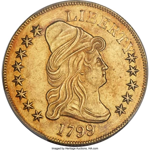 image for: 1799 $10 Small Obverse Stars, BD-8, R.5, AU58 PCGS....