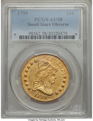 image for: 1799 $10 Small Obverse Stars, BD-8, R.5, AU58 PCGS....