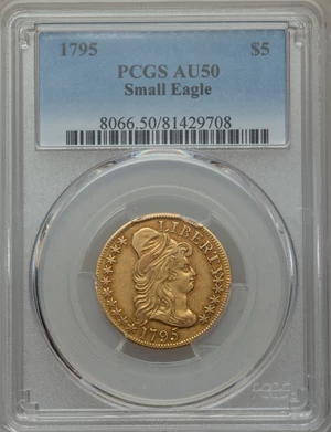 image for: 1795 $5 Small Eagle, BD-3, High R.3, AU50 PCGS....