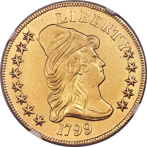 image for: 1799 $10 Small Obverse Stars, BD-6, R.5, AU58 NGC....