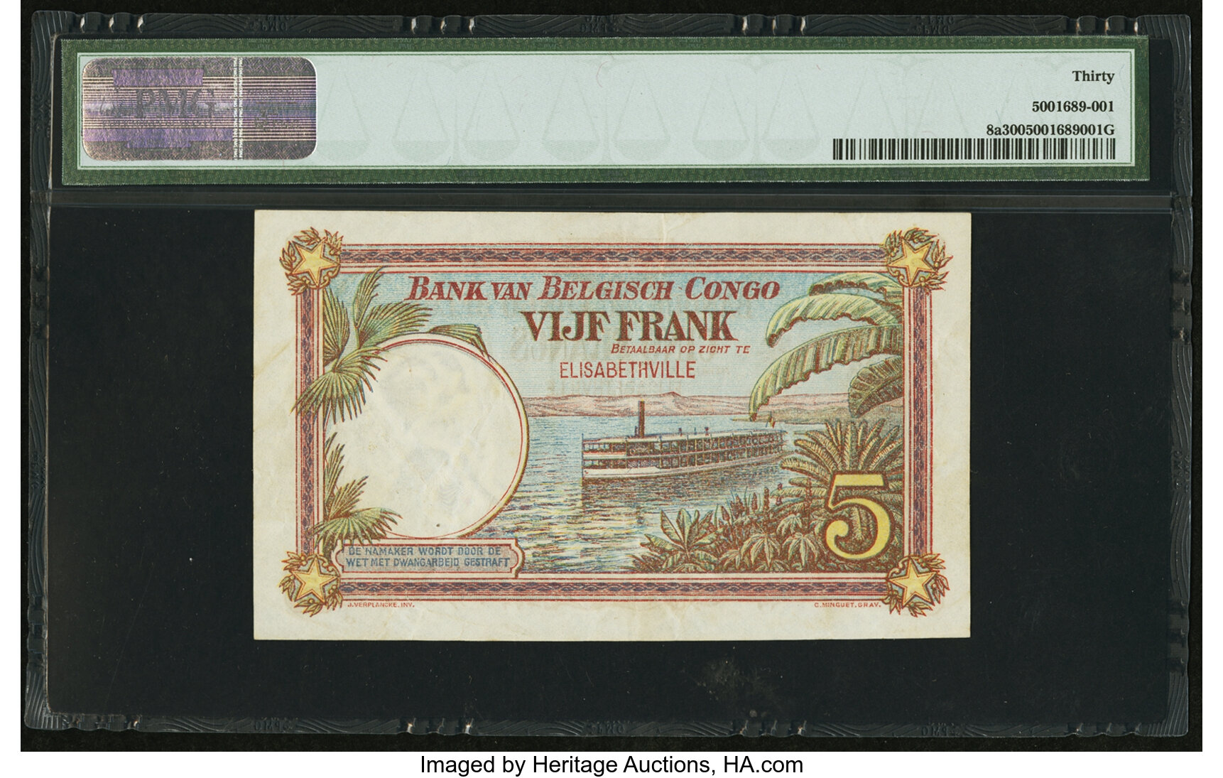 image for: Belgian Congo  5 francs (B203a2)
