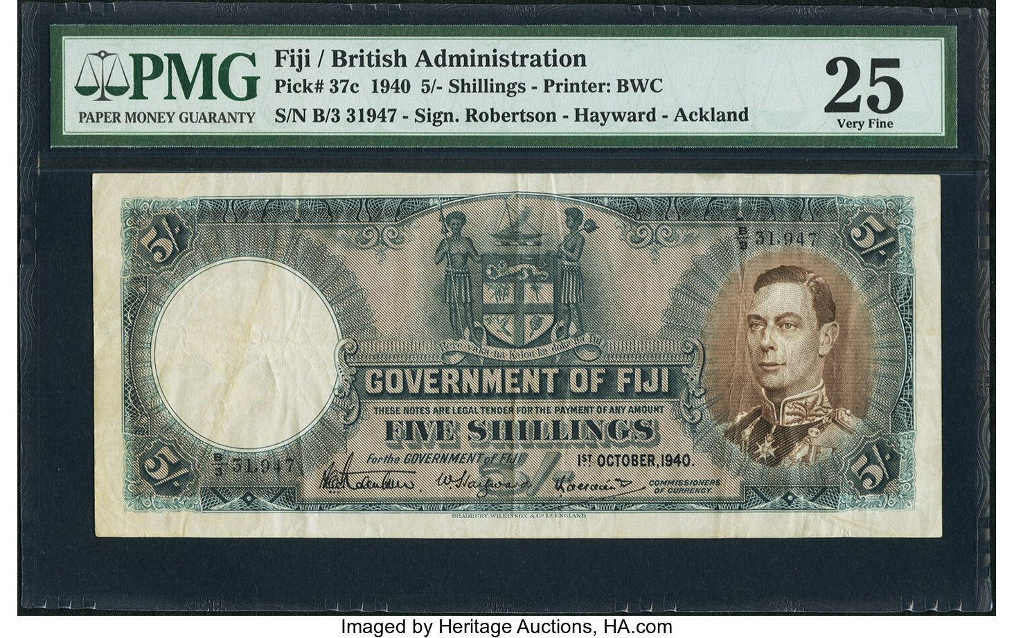 image for: Fiji  5 shillings(B313f)