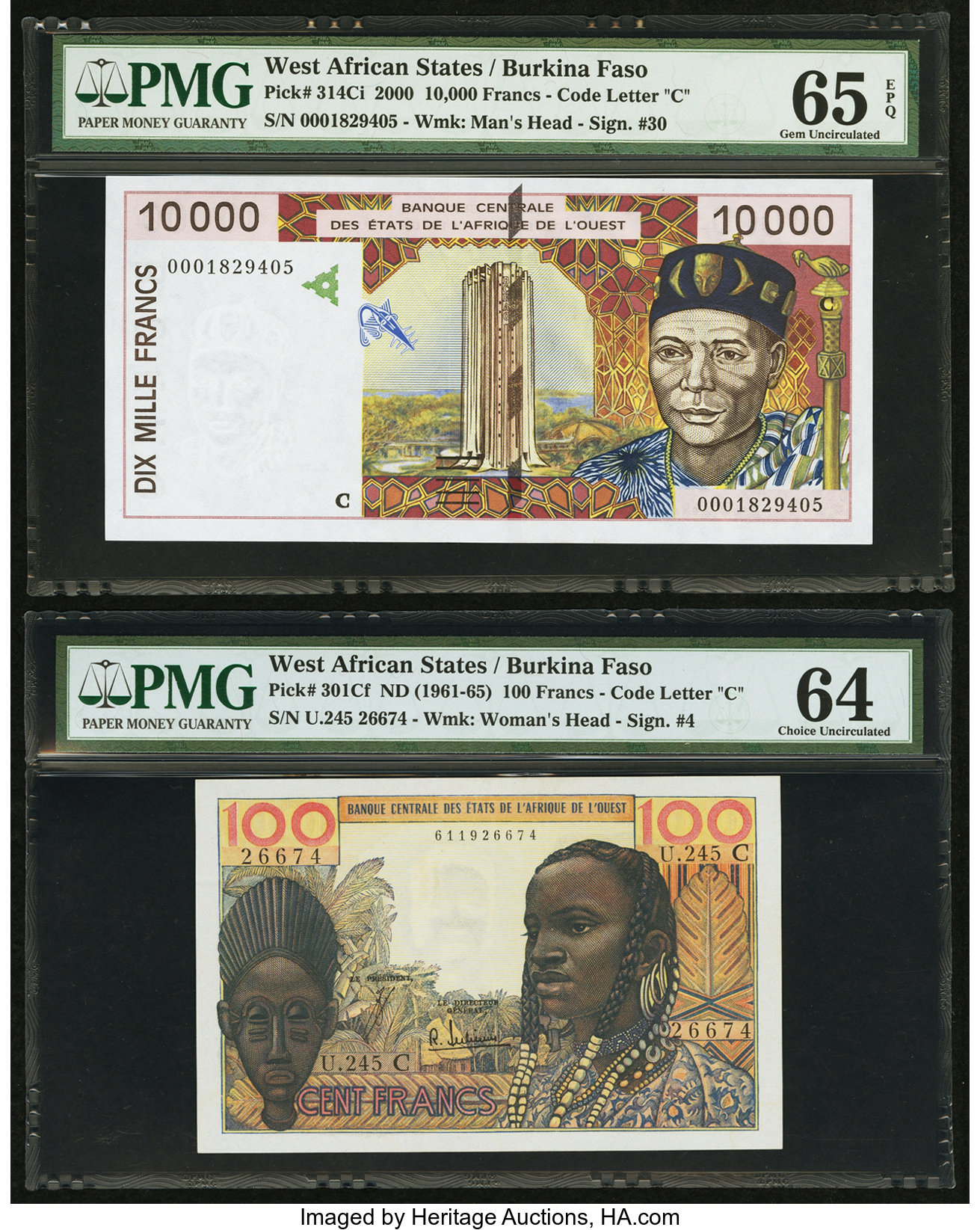 image for: West African States  10,000 francs (B119Cg)