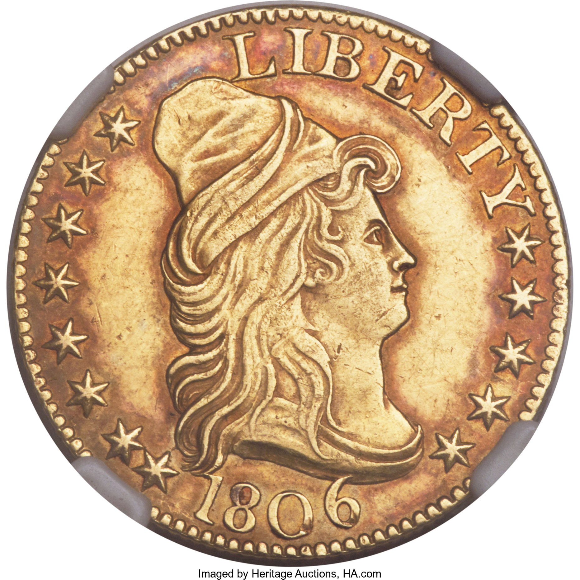 image for: 1806 $5 Pointed 6, 8x5 Stars, BD-1, R.4, AU55+ NGC....