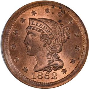 image for: 1C 1852 PCGS MS64 RD CAC