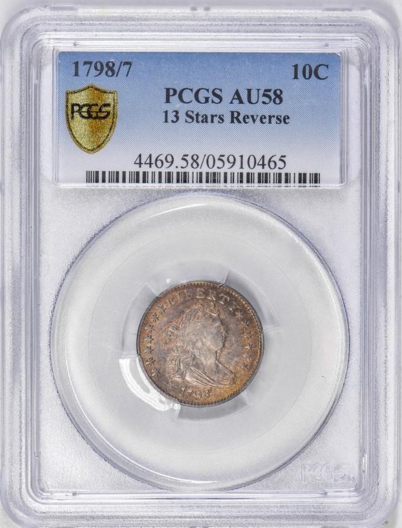 image for: 10C 1798/7 13 STAR REVERSE. PCGS AU58