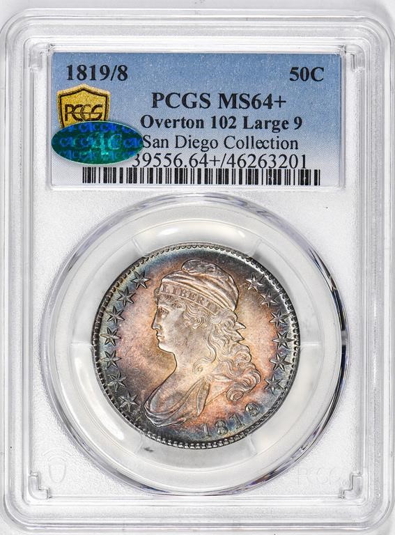 image for: 50C 1819/8 LARGE 9. OVERTON-102. PCGS MS64+ CAC