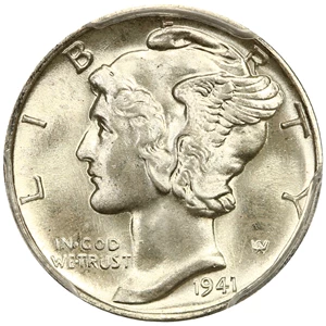 image for: 1941-D 10c PCGS MS66