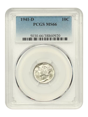 image for: 1941-D 10c PCGS MS66