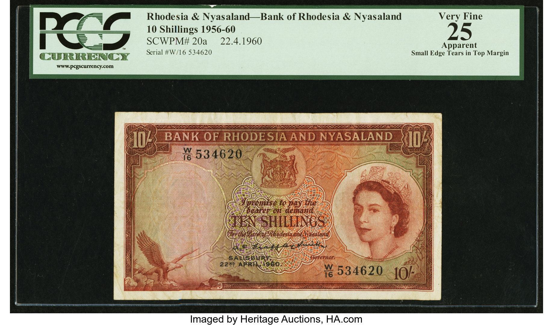 image for: Rhodesia and Nyasaland  10 shillings(B101b22s)