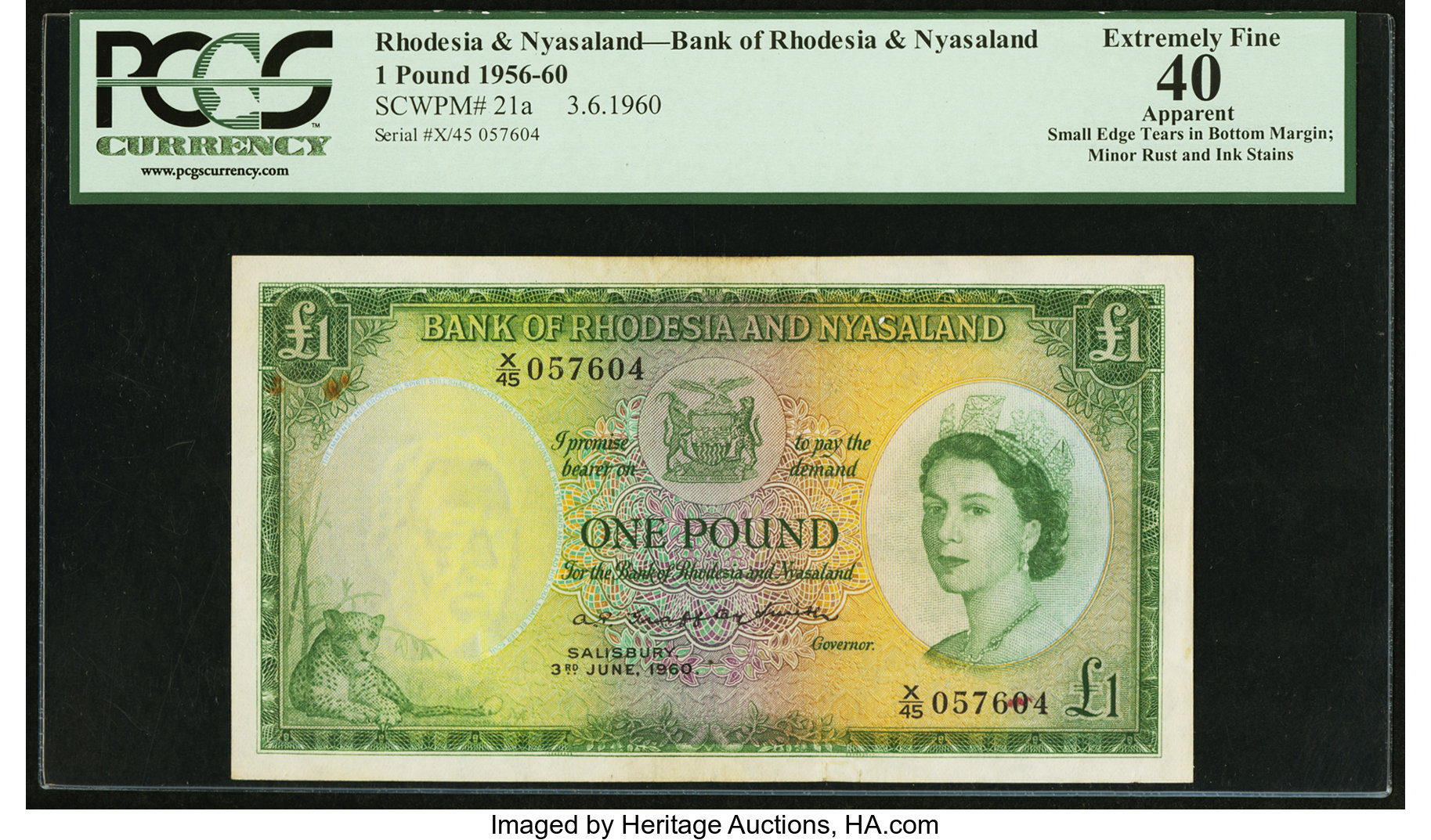 image for: Rhodesia and Nyasaland  1 pound(B102b71)