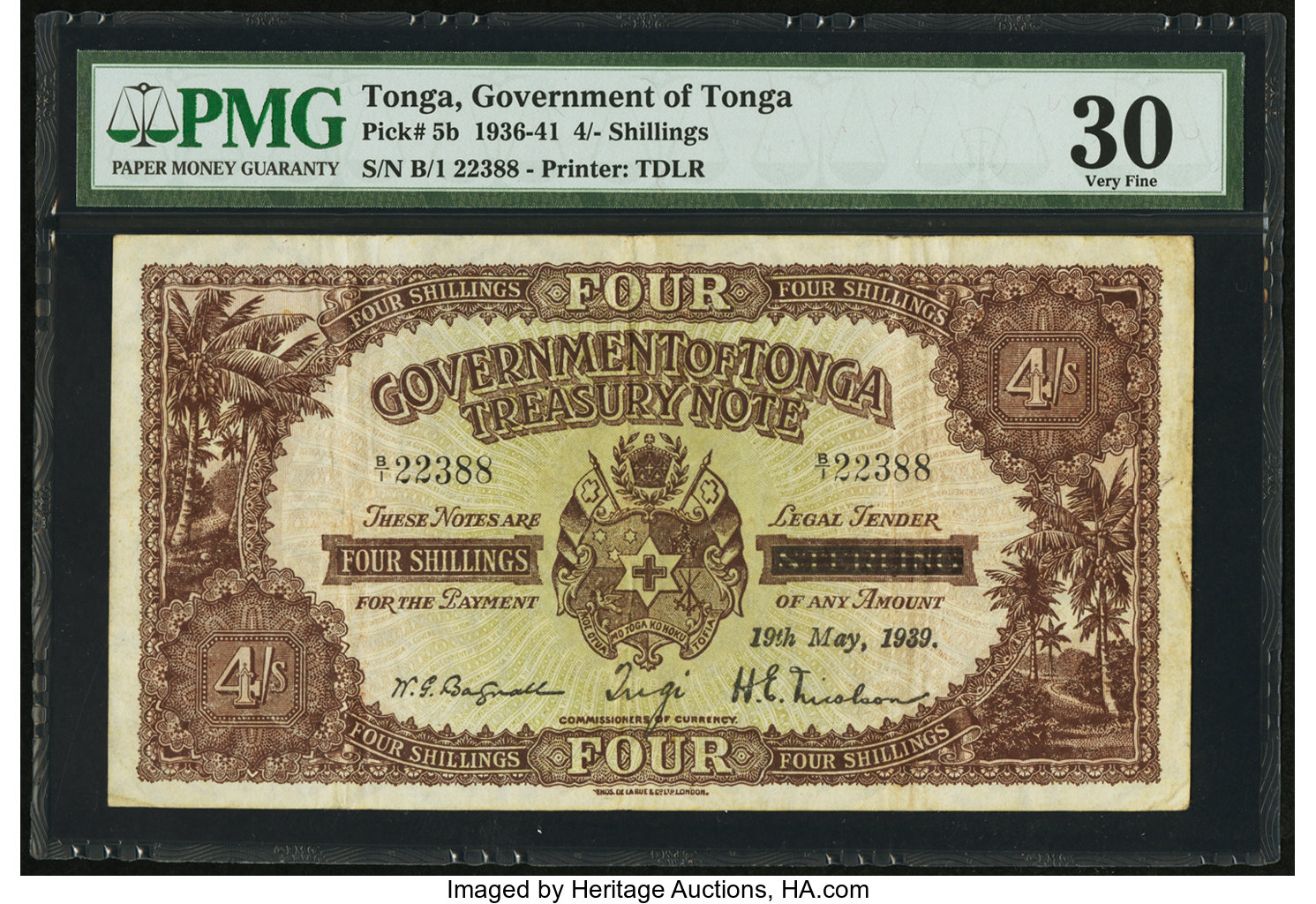 image for: Tonga  4 shillings(B105a)