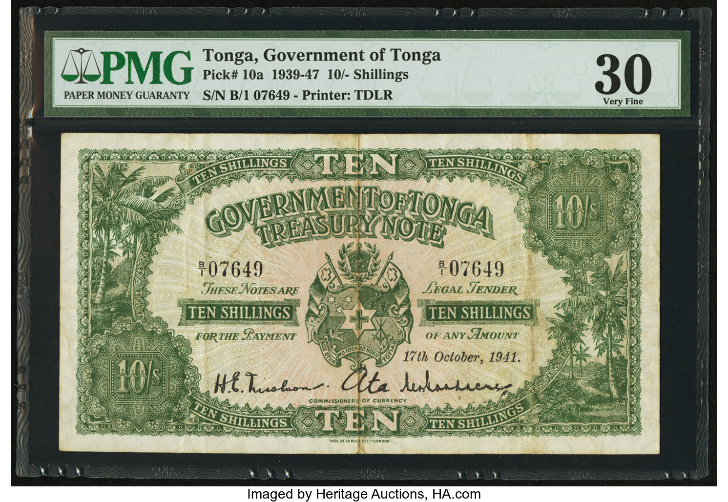 image for: Tonga  10 shillings(B110b)