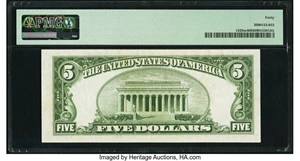 image for: Fr. 1528 $5 1928C Mule Legal Tender Note. PMG Extremely Fine 40....