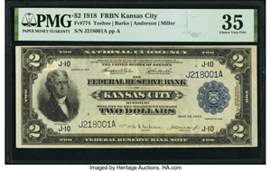 image for: Fr. 774 $2 1918 Federal Reserve Bank Note PMG Choice Very Fine 35....