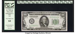 image for: Fr. 2153-B $100 1934A Federal Reserve Note. PCGS Very Choice New 64....
