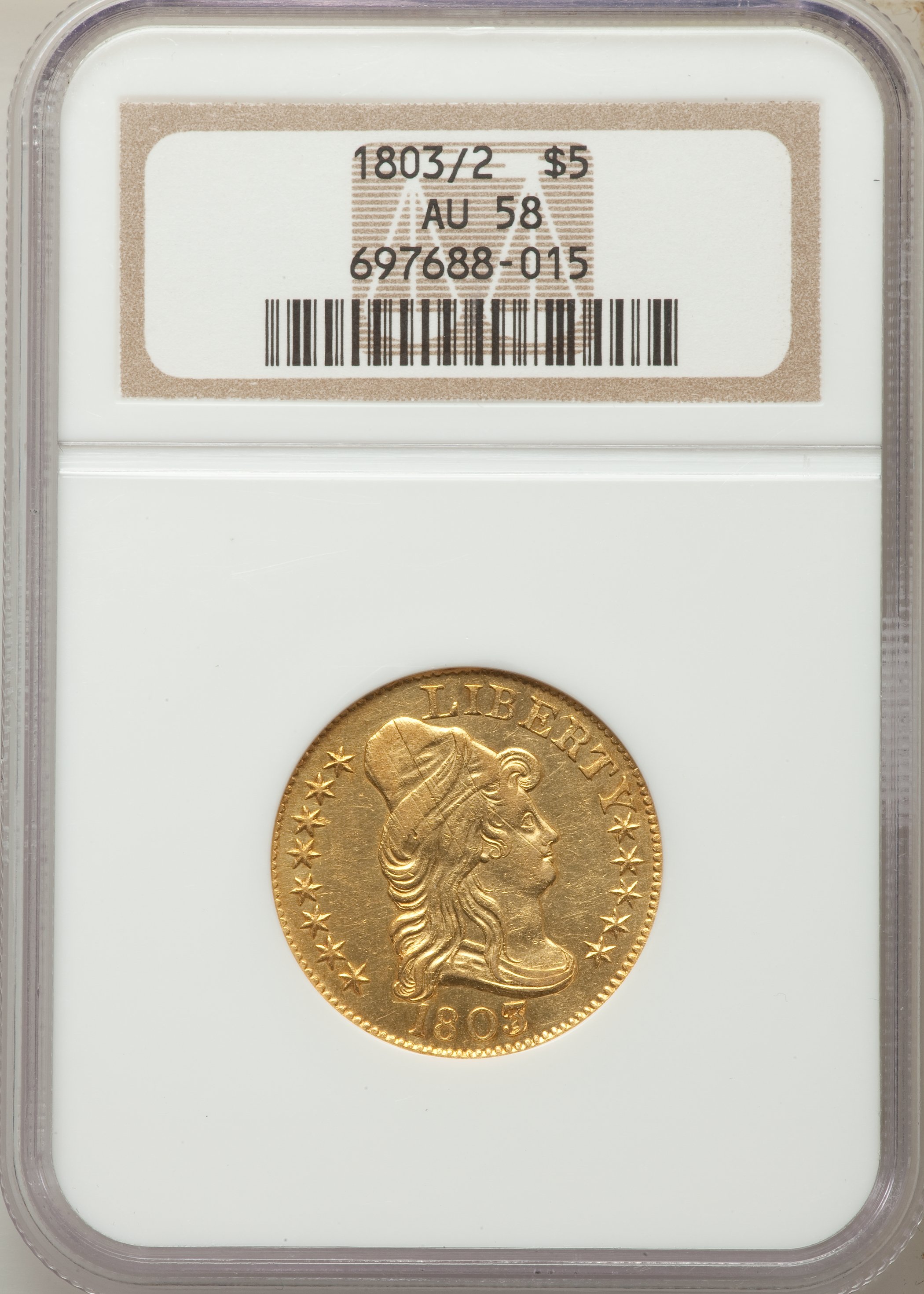 image for: 1803/2 $5 BD-1, R.4, AU58 NGC....