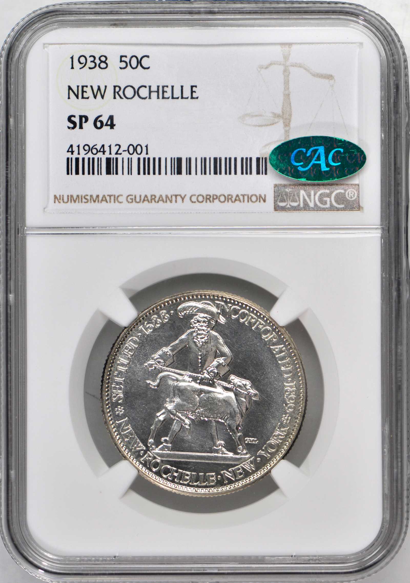 image for: 1938 New Rochelle, New York 250th Anniversary. Specimen-64 (NGC). CAC.