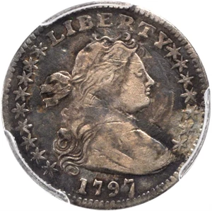 image for: 1797 Draped Bust Half Dime. LM-2. Rarity-4. 16 Stars. VF Details--Bent (PCGS).