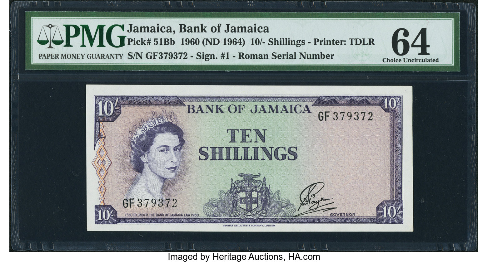 image for: Jamaica  10 shillings (B205e)