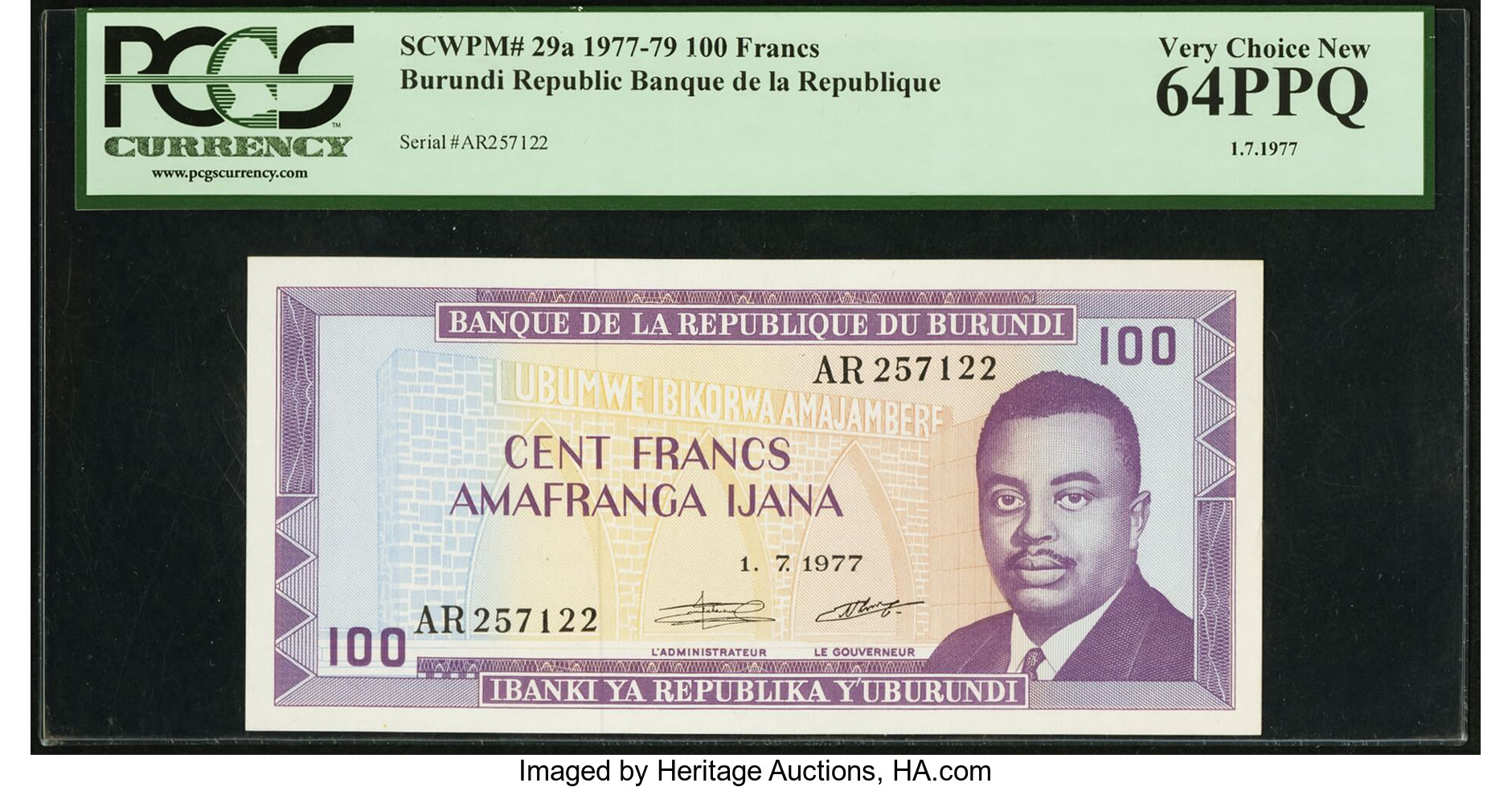 image for: Burundi  100 francs (B217ds)