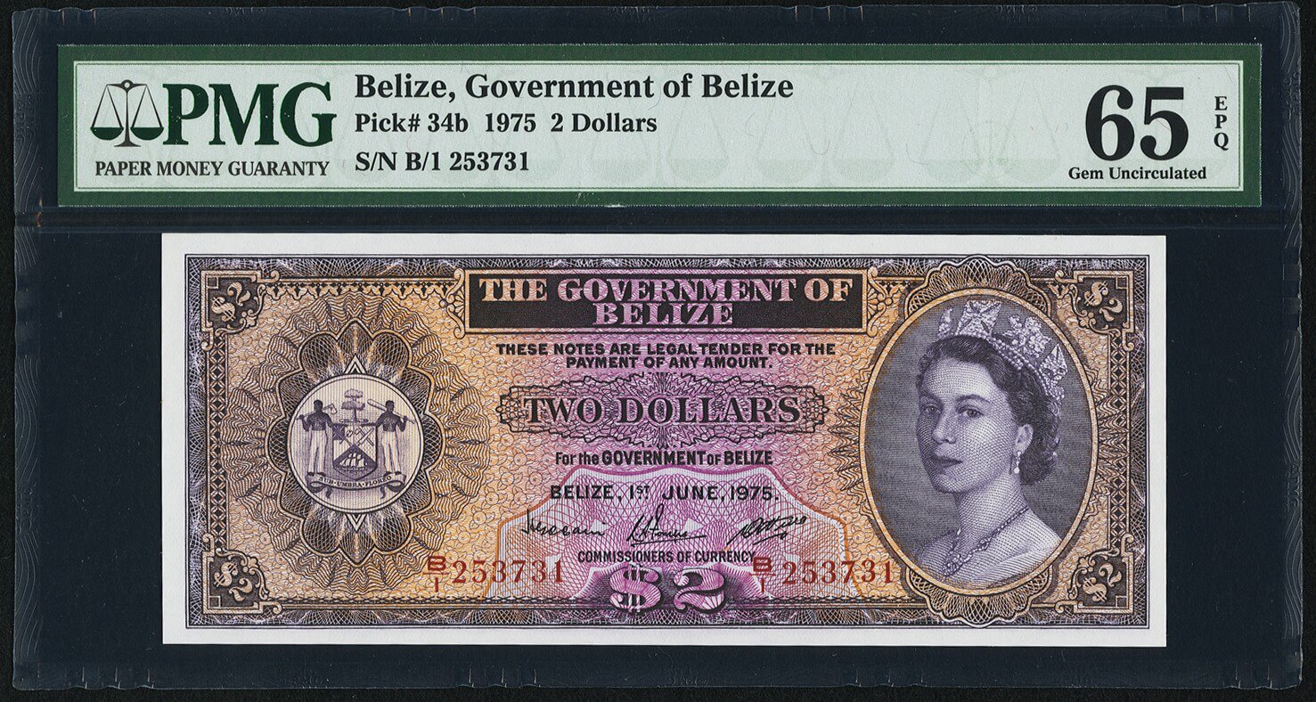 image for: Belize  2 dollars (B102a)