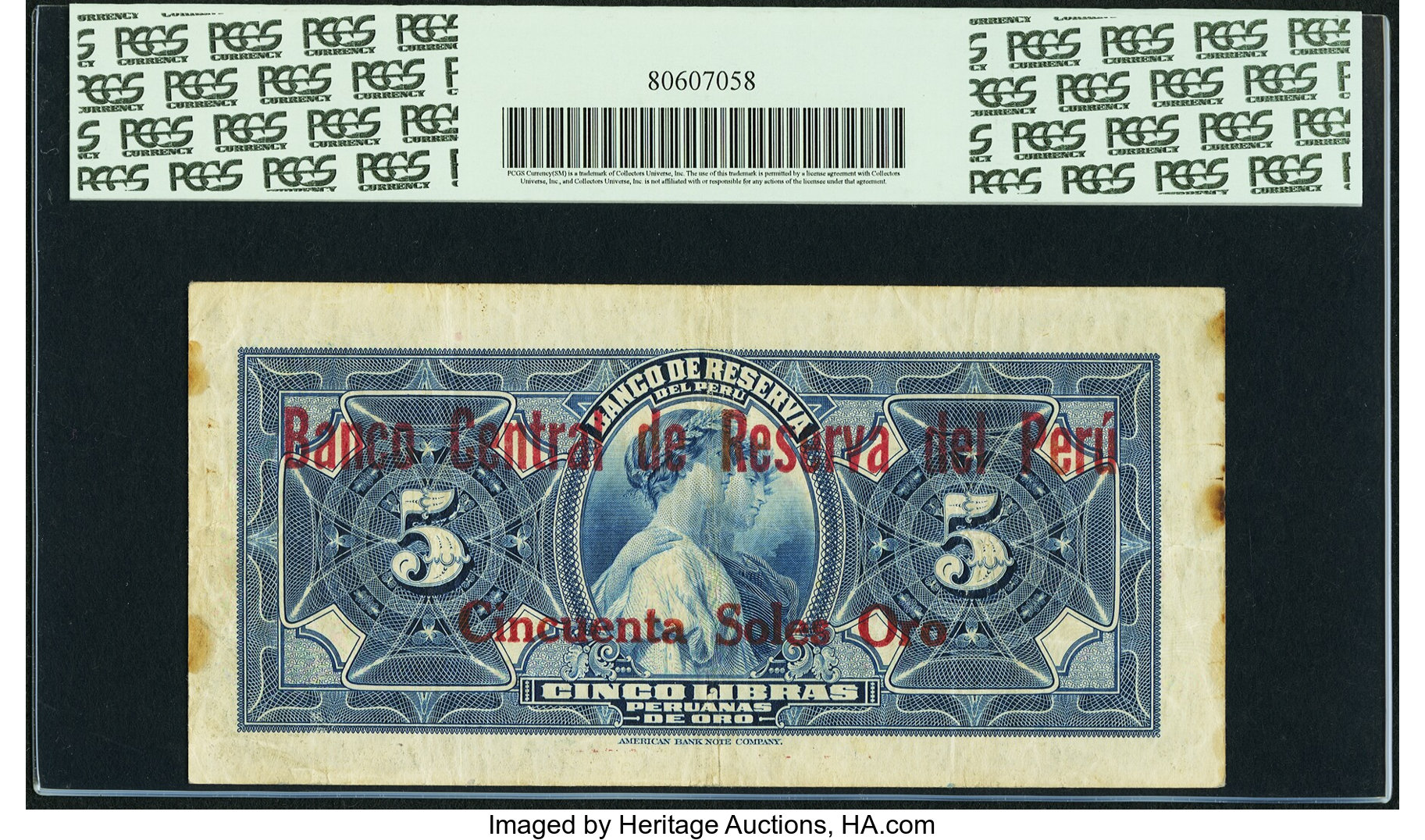 image for: Peru  50 soles de oro on 5 libras peruanas de oro(B403a)