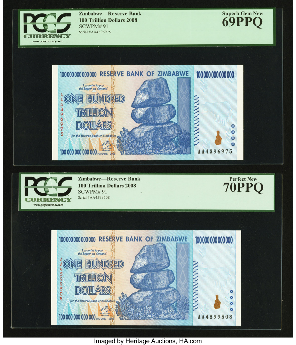 image for: Zimbabwe  100,000,000,000,000 dollars (B182a)
