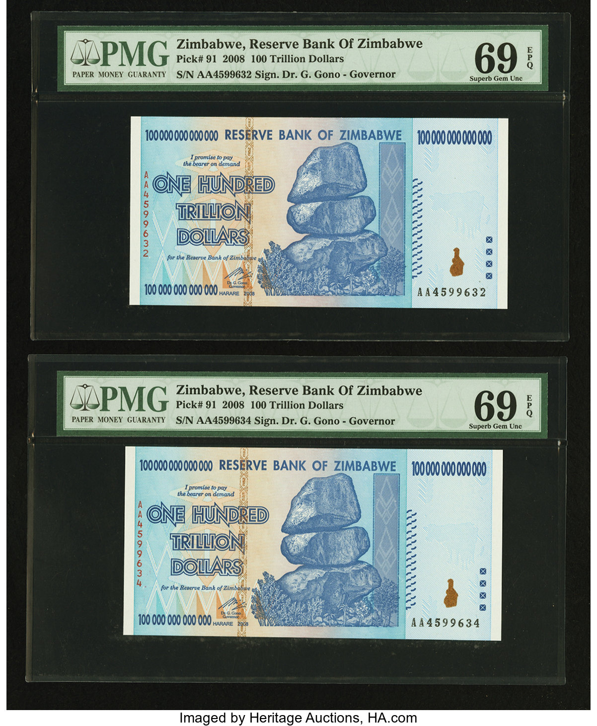 image for: Zimbabwe  100,000,000,000,000 dollars (B182a)
