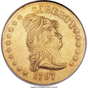 image for: 1797 $10 Large Eagle, BD-4, High R.4, AU58 NGC....