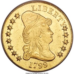 image for: 1799 $10 Small Obverse Stars, BD-7, R.3, MS60 PCGS....
