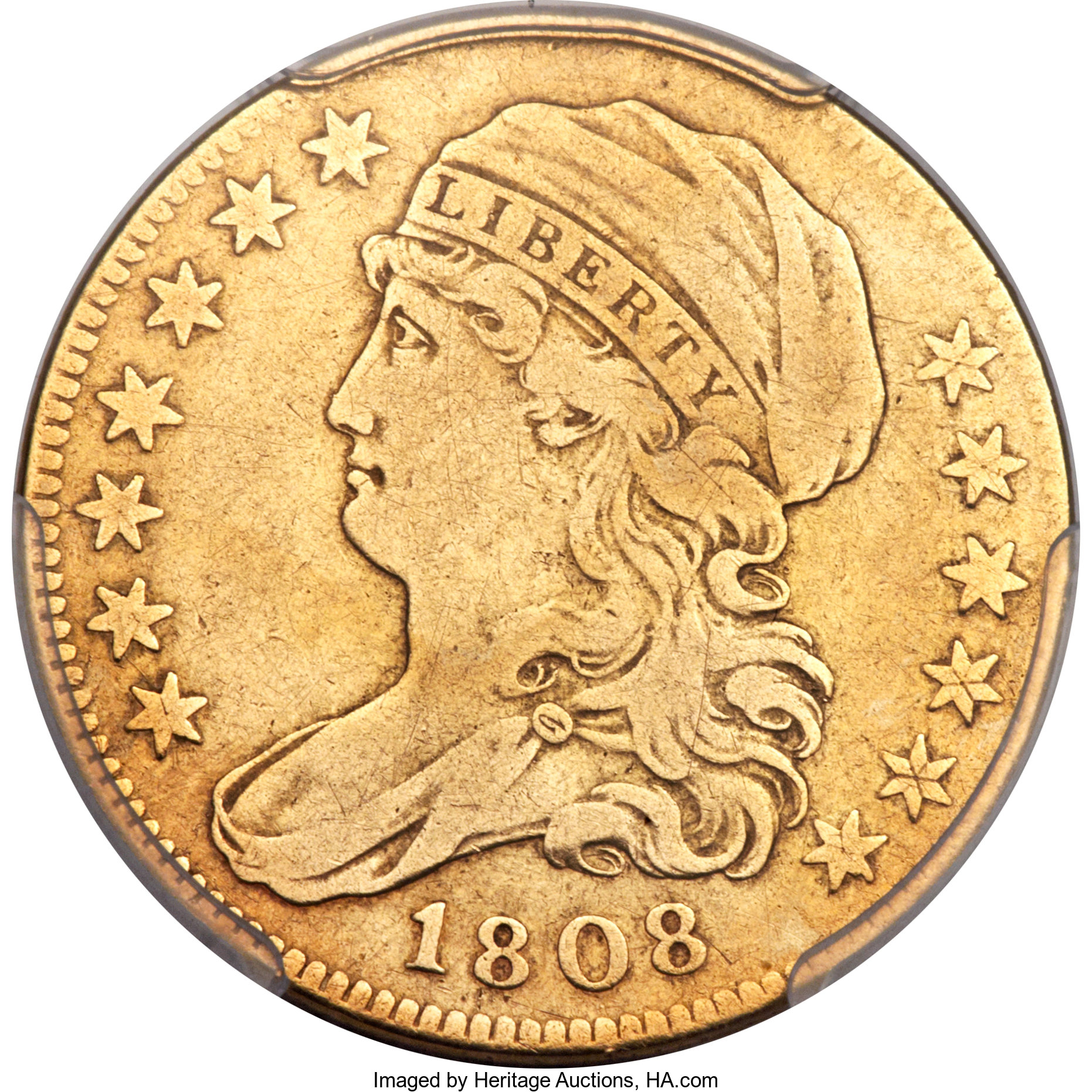 image for: 1808 $5 Wide 5D, BD-4, High R.3, VF30 PCGS....